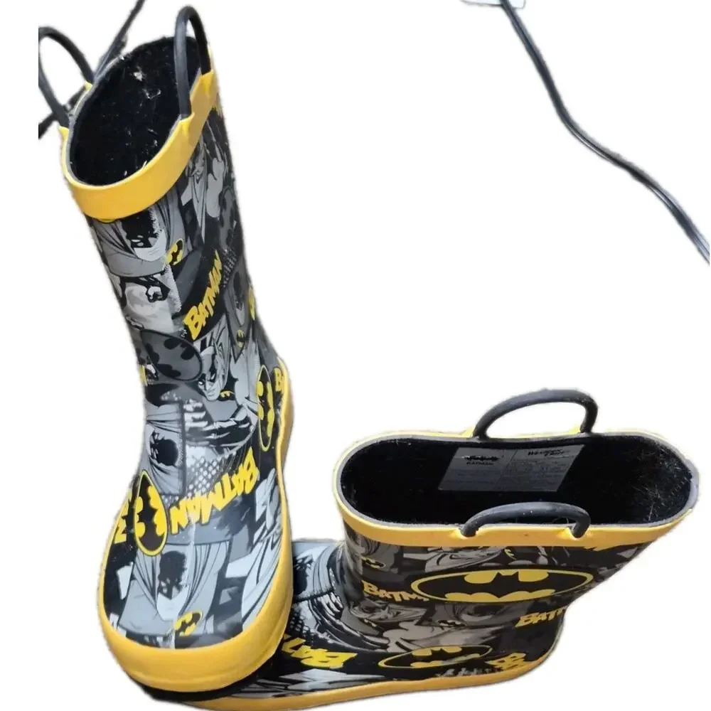 Western Chief Batman Grunge Black Rubber Rain Boots Kids Boys Toddler US Size 13